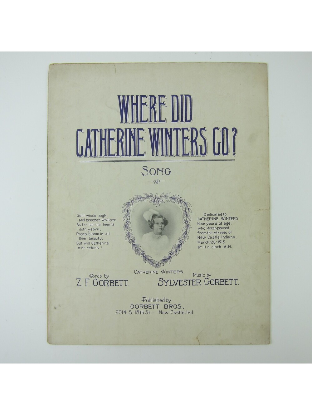 Where Did Catherine Winters Go? Gorbett Bros New Castle Indiana Antique 1914